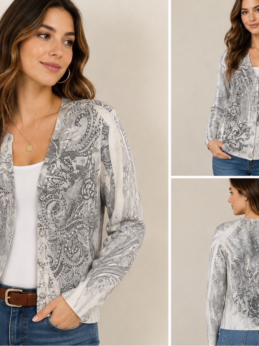 S-Twelve Heathered Gray Tie-Dye Top with Burnt Orange Label